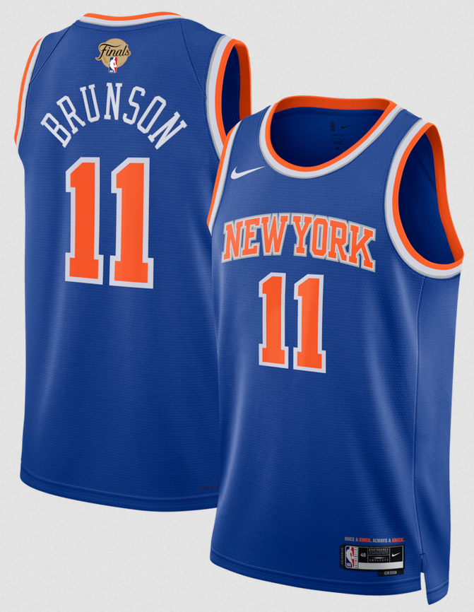 Men New York Knicks #11 Jalen Brunson blueNike Unisex 2026 NBA Finals Patch Swingman Jersey